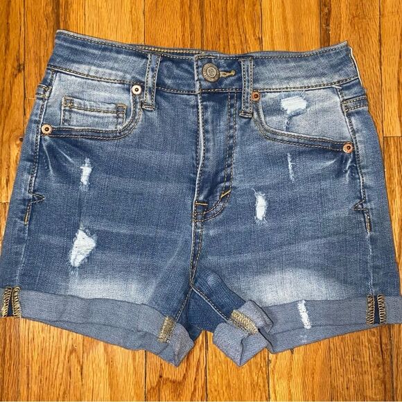 Aéropostale High-Rise Denim Midi Shorts - Picture 1 of 5